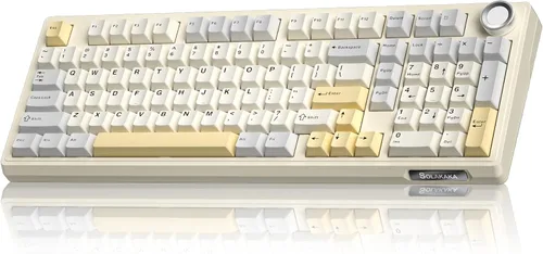Vista 10 de SOLAKAKA KI99 Pro - Teclado mecánico inalámbrico con interruptor silencioso, interruptores preiluminados intercambiables en caliente, teclado