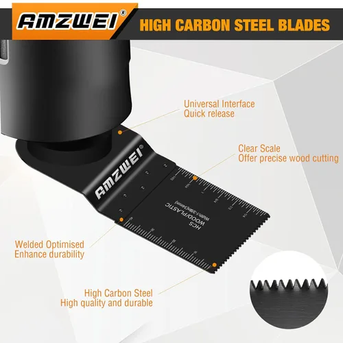 Vista 4 de AMZWEI 100 Piezas Cuchillas para Herramientas Oscilantes, Cuchillas de Sierra Oscilante Universales Profesionales para Corte de Madera y Metal