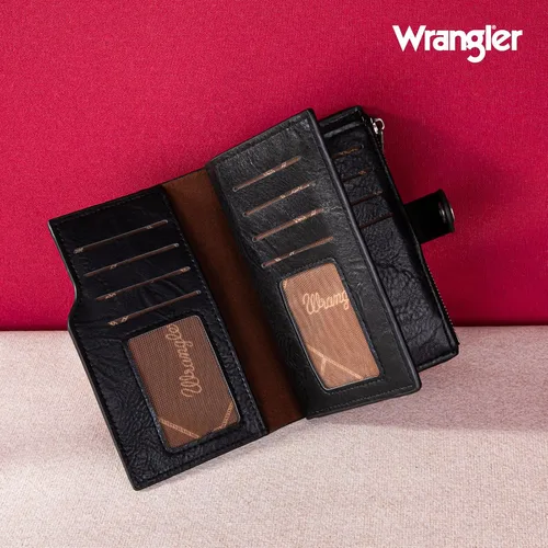 Vista 2 de Wrangler - Billetera para mujer con tarjetero plegable, cierre y ventana para identificación