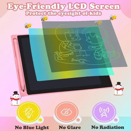 Vista 3 de Paquete de 2 tabletas de escritura LCD para niños de 8.5 pulgadas, colorido tablero de dibujo para niños, juegos de viaje, actividades
