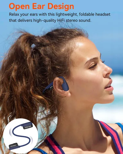 Vista 5 de SANOTO Auriculares de conducción ósea Bluetooth 5.3, auriculares de oreja abierta con reducción de ruido de doble micrófono, batería de 8 horas
