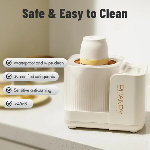 Vista 7 de Phanpy SmartSwirl - Calentador de botellas sin agua, patentado con bolsa de aire para protección de nutrientes, mezcla inteligente de doble