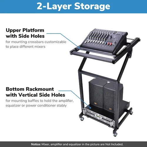Vista 2 de AW, soporte ajustable con ruedas para mezcladora de DJ, equipo de música de estudio, para fiestas, 9U