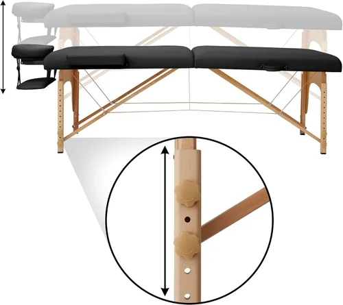 Vista 3 de Saloniture Mesa de masaje plegable de espuma viscoelástica profesional, portátil con funda de transporte, color negro