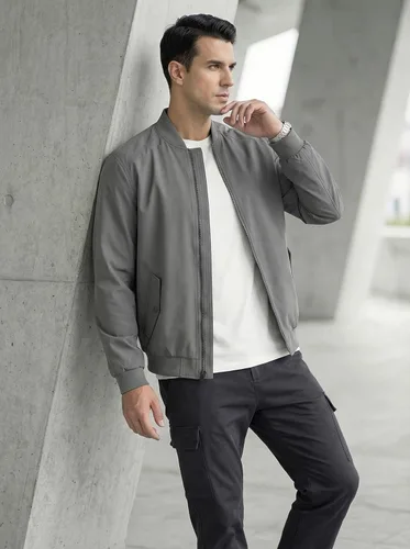 Vista 2 de TBMPOY Men's Bomber Jacket Lightweight Spring Windbreaker Light Casual Stylish Fashion Fall Zip up Coats With Pockets