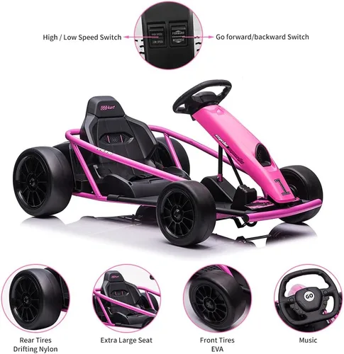 Vista 21 de Go Kart alimentado por batería de 24 V para niños de 8 a 15 años Azul