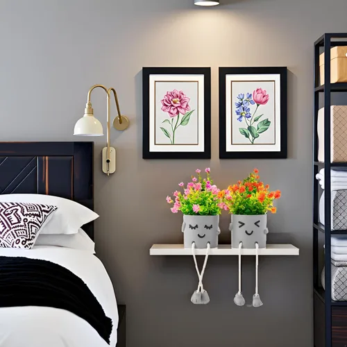 Vista 7 de 3 paquetes de lindas plantas falsas, plantas artificiales en maceta kawaii para mesa, escritorio, dormitorio, baño, oficina, estante, pared