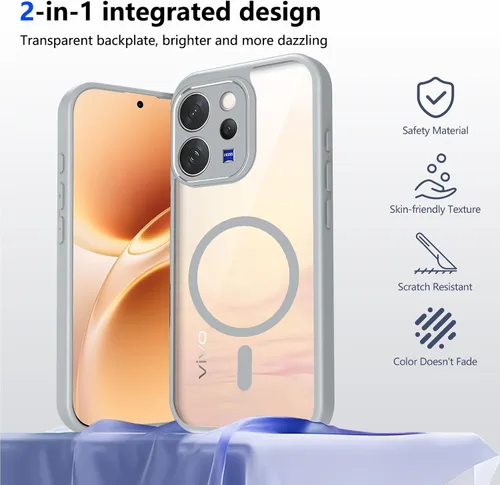 Vista 297 de Funda magnética transparente compatible con Xiaomi 17T, color negro 2 en 1 PC + TPU cubierta de teléfono a prueba de golpes, carcasa protectora