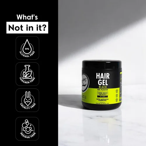 Vista 9 de Gel para el cabello negro Rolda para hombres - Gel de peinado de sujeción media con carbón activado para aspecto húmedo - Cubre las canas y realza