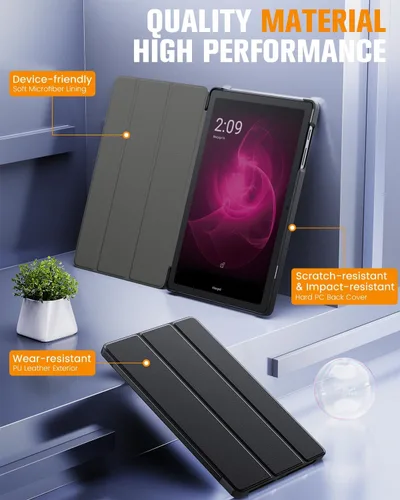 Vista 5 de MoKo Funda para tablet T-Mobile Revvl Tab 5G de 10.36 pulgadas, función de activación/apagado automático y protector completo de cuero delgado