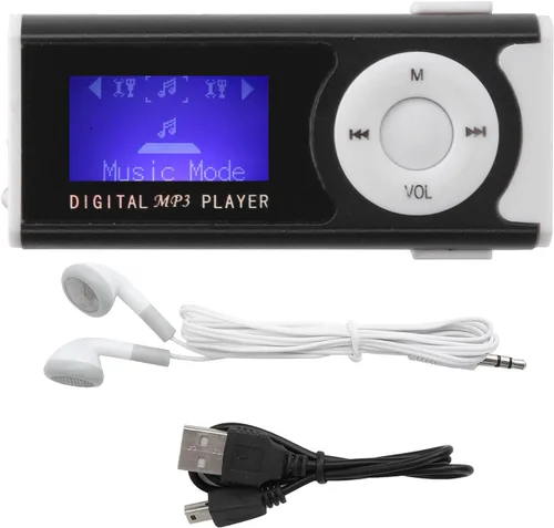 Vista 4 de Reproductor de MP3, soporte para reproductor de música 16 GB, tarjeta de extensión LCD, reproductor de música digital portátil con cable USB