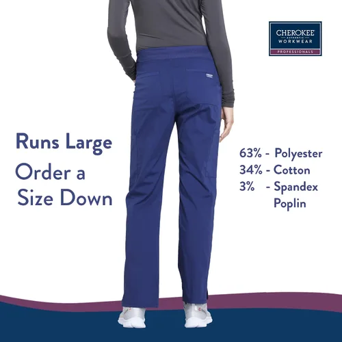 Vista 3 de Pantalones quirúrgicos Workwear Professionals para mujer, pantalón cargo sin cierre, elástico suave, WW170 Azul marino