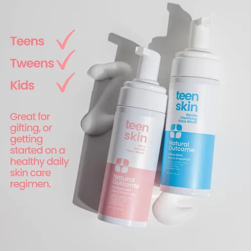 Vista 3 de natural outcome Dúo de Lavado Facial para Piel Adolescente Lavado Facial Diario Suave con Espuma para Niños y Niñas Ingredientes No Tóxicos