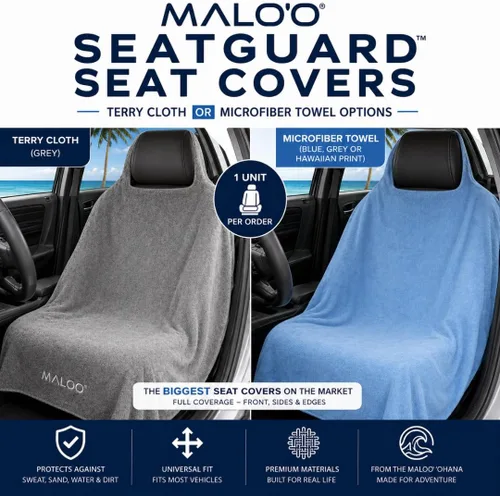 Vista 2 de Malo'o SeatGuard - Funda para asiento de automóvil, la toalla de asiento más grande del mundo, es perfecta para atletas - Fitness, gimnasio, correr
