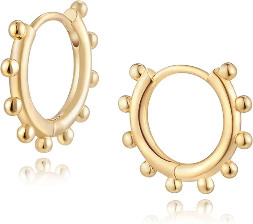 Vista 18 de VACRONA - Aretes tipo arracada de aro para mujer, chapados en oro de 14 quilates, diseño de Huggie 8 Cola de serpiente