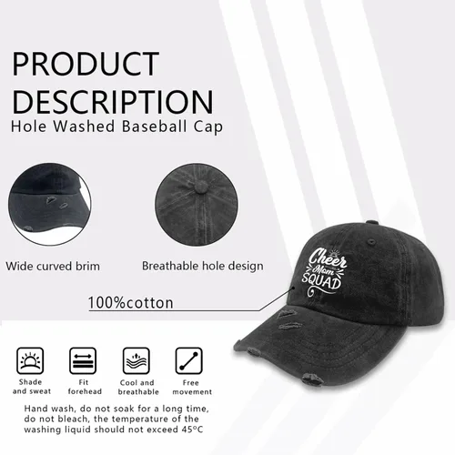 Vista 7 de cheerr mmom Squads Hat for Women Sun Baseball Caps Trendy Washed Dad Hats Light
