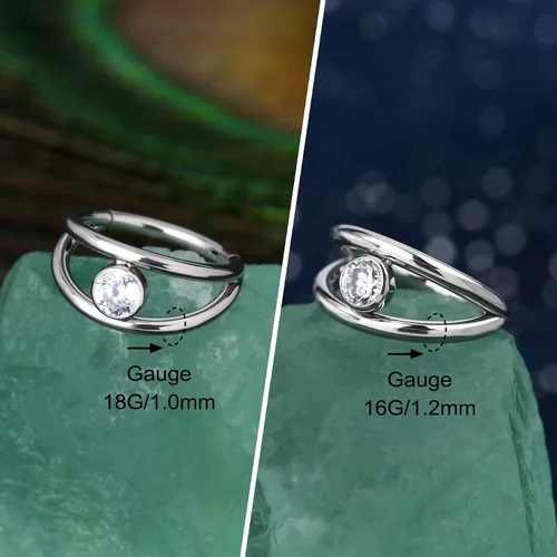 Vista 5 de COCHARM 16G - Aro de caracola de cartílago de 8100472in anillo de nariz doble para un aro de perforación para mujeres y hombres Metal circonita