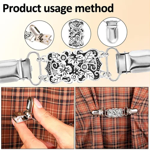 Vista 3 de 4 clips de cincha, suéter de metal, chal, cárdigan, cuello de camisa, clips para camisa, vestido vintage, clip de cincha en la espalda para mujeres