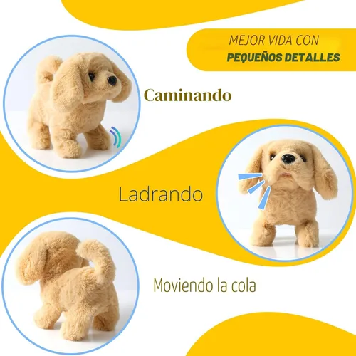Vista 2 de KSABVAIA Juguete de Peluche Golden Retriever Cachorro Perro Electrónico Interactivo - Camina, Ladra, Mueve la Cola, se Estira, Compañero Animal