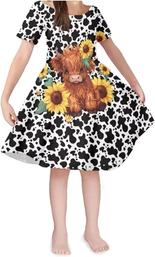 Vista 26 de SEANATIVE Vestido de manga corta para niñas de 3 a 14 años Black Bow Ghost