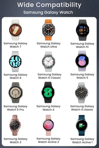 Vista 2 de Cable USB compatible con Samsung Galaxy Watch7/Ultra/6/6 Classic/5/5 Pro/4/4 Classic/3/Fe/Active 2/Cargador activo Base de carga inalámbrica