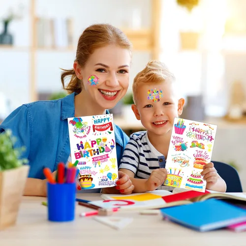 Vista 6 de Containlol 6 hojas de calcomanías de feliz cumpleaños para niños, niñas y adultos, tarjetas adhesivas para álbumes de recortes, calcomanías