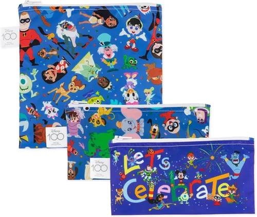 Vista 34 de Bumkins - Bolsas reutilizables para snacks, para almuerzo escolar de niños y porciones para adultos, tela lavable, bolsa con cierre de tela