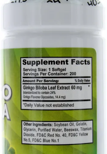 Vista 2 de Ginkgo Biloba 60 Mg 200 Cápsulas Blandas