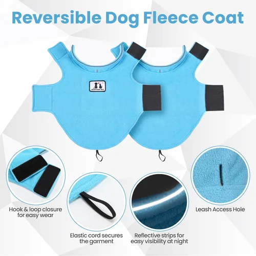 Vista 3 de DENTRUN - Abrigo de forro polar para perros en invierno resistente al viento chaqueta reflectante para mascota chaleco para perro para razas