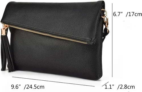 Vista 3 de Jiaruo Bolso cruzado de cuero pequeño con borla para mujer