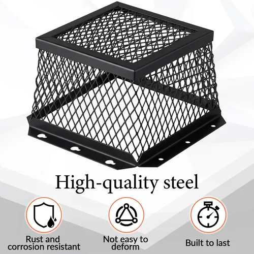 Vista 3 de Pasimy 1 protector de ventilación universal de acero inoxidable negro de 7 pulgadas de largo x 7 pulgadas de ancho x 5 pulgadas de alto, cubierta
