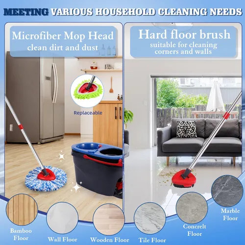 Vista 3 de Paquete de 6 cabezales de repuesto de trapeador giratorio compatibles con el sistema Oceda RinseClean de 2 tanques, cabezal de repuestos