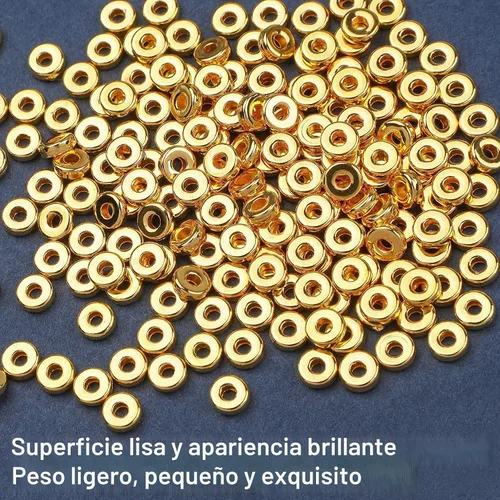 Vista 3 de DECYOOL 1500 cuentas espaciadoras redondas planas doradas de 0.236 in para Dorado