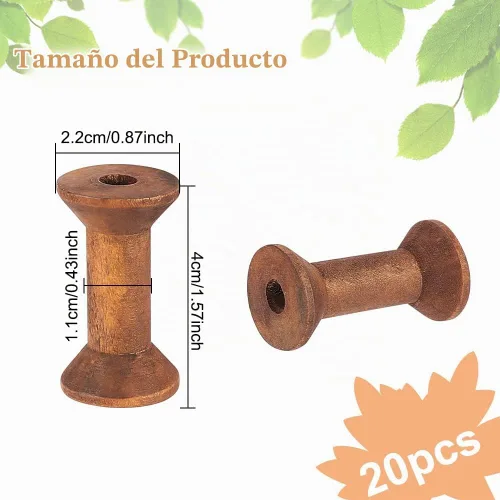 Vista 2 de BENECREAT - 20 carretes vacíos de madera antigua, 1.57 pulgadas (40mm)
