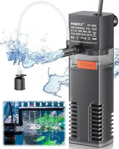 Vista 10 de Pawfly Filtro Interno de Acuario, Filtro de Potencia Sumergible con Bomba de Agua de 55 GPH para Filtración, Circulación y Oxigenación de Tanques