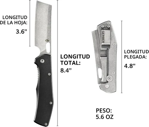 Vista 6 de Gerber Gear Flatiron Cuchillo de Bolsillo Plegable, Cuchillo Plegable de Acero Inoxidable EDC con Hoja de Cuchilla de 3.6" y Clip de Bolsillo, Negro