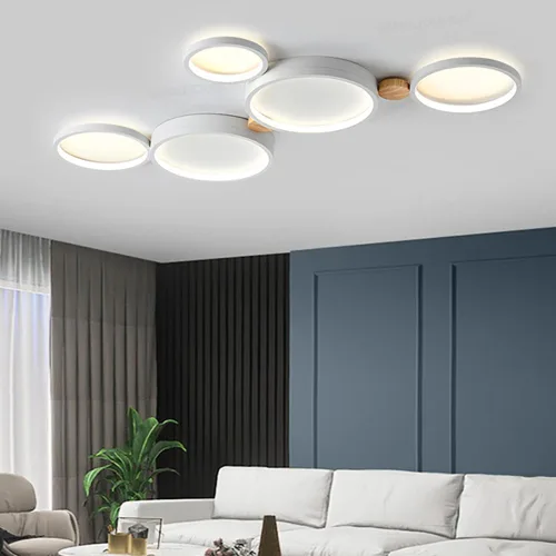 Vista 9 de Lámpara de techo LED de 3 luces, 22 pulgadas, moderna lámpara de techo empotrada de madera de 20 W regulable para sala de estar, dormitorio, cocina
