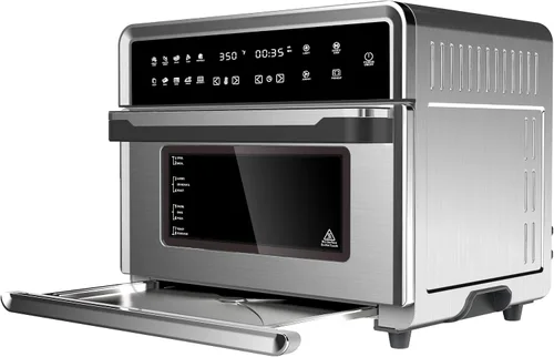 Vista 2 de Megachef Horno electrónico multifunción de 360 grados con tecnología de aire caliente, cromo plateado, capacidad de 25 litros