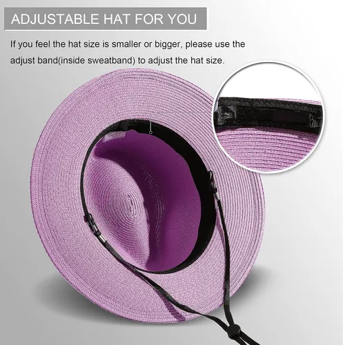 Vista 38 de Lanzom - Sombrero de paja playero para mujer, de ala ancha, plegable, estilo Fedora, UPF50+