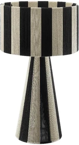 Vista 10 de Modway Renae - Lámpara de mesa vintage moderna de hilo de algodón en Cobblestone - Lámpara de acento boho retro única con base de metal y diseño