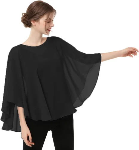 Vista 6 de Capas para mujer, chal de gasa casual, capa transparente, chal y envoltura, poncho