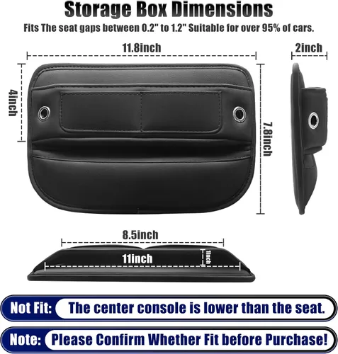 Vista 3 de Organizador Rellenador de Huecos de Asientos de Automóvil de Cuero Premium, Organizador Universal de Consola Central con Ranuras para Tarjetas