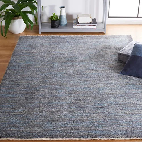 Vista 9 de SAFAVIEH Lasa Collection - Alfombra para pasillo, 2 pies 3 pulgadas x 8 pies, color azul y gris, diseño de flecos sólidos, no desprende pelusa