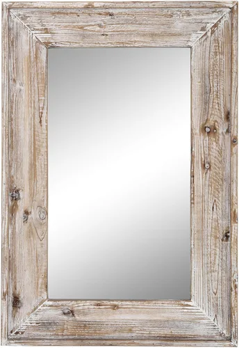 Vista 9 de Espejo de tocador de baño con marco de madera para montaje en pared, espejo rústico rectangular horizontal/vertical para sobre lavabo, dormitorio