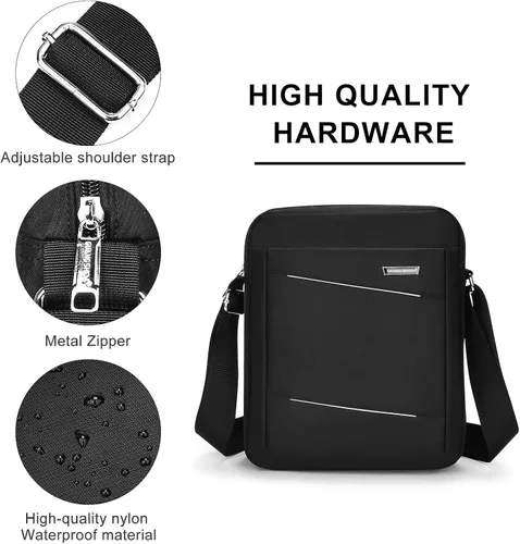 Vista 2 de BAIGIO Bandolera para hombre bandolera para hombre bolsa de viaje bolso para hombre bolso casual bolso para trabajo negocios