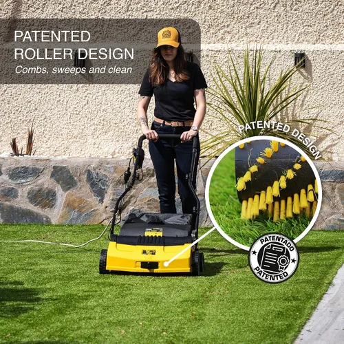 Vista 6 de Barredora de Césped Artificial de Roll & Comb, Peine Eléctrico con Cable para Césped Sintético, Ancho de Trabajo de 40.6 cm, Colector de Hojas