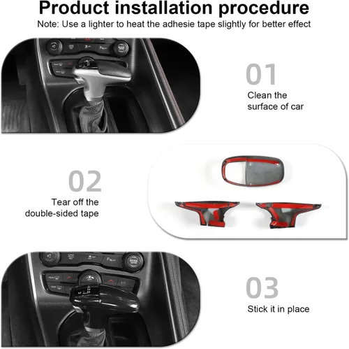 Vista 5 de CheroCar Funda para perilla de palanca de cambios Dodge Accesorios internos para Dodge Challenger Charger 2015-2022, para Dodge Durango 2018-2022