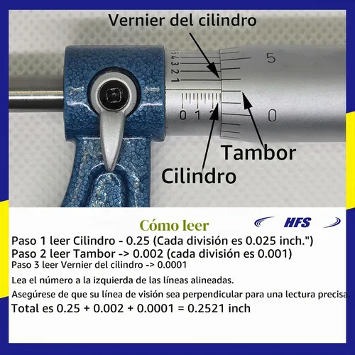 Vista 6 de HFS 0-1 pulgada Imperial Vernier Gauge Micrómetro, 0.0001 pulgadas Graduación