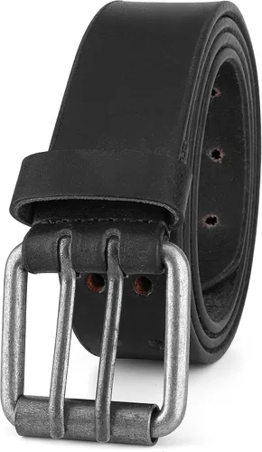 Vista 2 de F&L CLASSIC Cinturón de Trabajo de Cuero, Cinturones de Cuero de Grano Completo con Doble Hebilla Resistente para Hombres de 1 1/2 pulgadas Negro
