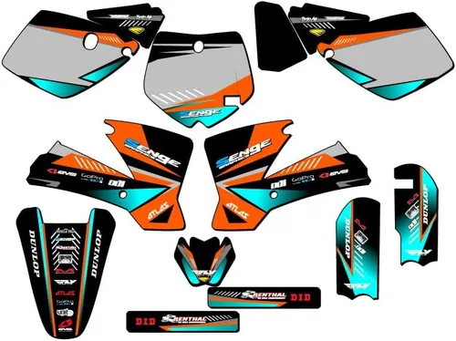 Vista 8 de 2002-2008 SX 65 SURGE Black Senge Kit de base gráfica compatible con KTM